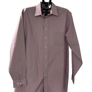 Stafford Performance The Super Shirt Mens 17 36-37 X-Tall Purple Striped Dress